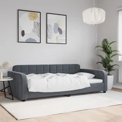 Raztegljiva postelja temno siva 100x200 cm žamet