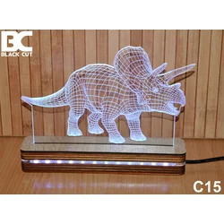 Black Cut 3D Lampa Zelena