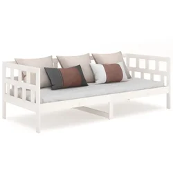 Vidaxl Dnevna postelja bela trdna borovina 80x200 cm