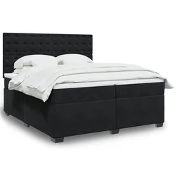 Vidaxl Box spring postelja z vzmetnico črna 200x200 cm žamet