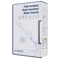 MA-DA2-06-W Gembird Podesivi dupli stoni drzac za monitor, tilt, 17-32 max.10kg White