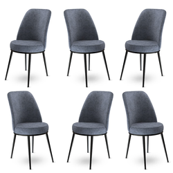 Hanah Home Set 6 trpezarijskih stolica Dexa Sivo-Crni