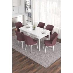 Hanah Home Set Trpezarijski sto i 6 stolica Eva, Prljavo roze