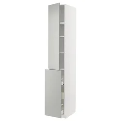 METOD / MAXIMERA Vis.elem. s izvl.funk. 3fi/1vr/2pol, bela/Havstorp svetlosiva, 40x60x240 cm