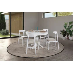 Hanah Home Trpezarijski sto na razvlačenje i stolice Albero152, 118-158 cm, 4 stolice, Beli