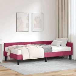 Kutni krevetni okvir s madracem Ostalo 2 pcs Zelena Baršun