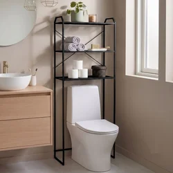 Hanah Home Sola kupatilska polica iznad WC šolje 52 × 176 × 25 cm, crna