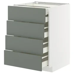 METOD / MAXIMERA Pod.elem.4fronta/2donj/3sred.fioke, bela/Nickebo mat sivozelena, 60x60 cm