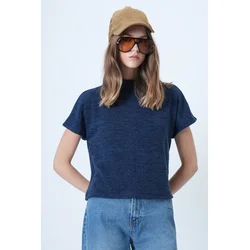 Trend Alaçati Stili Pulover temno modra
