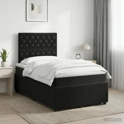 vidaXL Postelja boxspring z vzmetnico Črna 120 x 190 cm Žamet