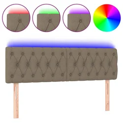 Vidaxl LED posteljno vzglavje taupe 144x7x78/88 cm blago