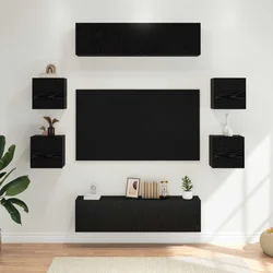 Set TV komoda 8 pcs 120 x 30 x 30 cm Crni hrast