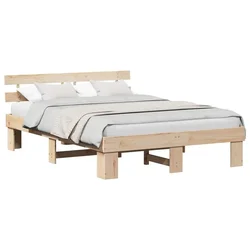 Vidaxl Konstrukcija postelje Naravna 140 x 200 cm Masivno borovo les