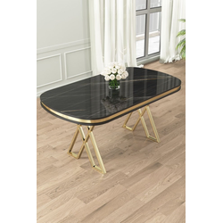 HANAH HOME Trpezarijski sto Zae Black Marble Gold