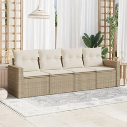 4-dijelni set vrtnih sofa s jastucima bež od poliratana