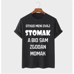 MAFIMI Muška majica Otkud meni ovaj stomak, Crna
