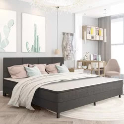 Vidaxl Boxspring postelja temno sivo blago 200x200 cm