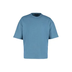 Trendyol Basic Indigo Oversize/Wide Fit Textured Waffle Short Sleeve T-Shirt