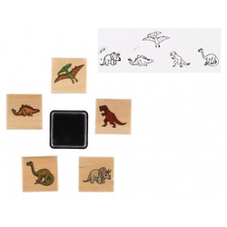 Razítkom drevené 5+1 s poduškou dinosaurami