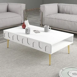 Hanah Home Klub sto Lyon 33, 105x33.6x60 cm, Belo-zlatne boje
