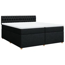 Vidaxl Box spring postelja z vzmetnico črn 200x200 cm blago