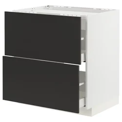 METOD / MAXIMERA Pod.elem.grej.ploča/2front/2fiok, bela/Nickebo boja antracita, mat, 80x60 cm
