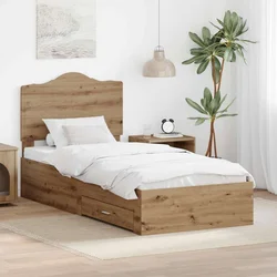 Vidaxl Konstrukcija postelje Umetni hrast 100 x 200 cm Konstruiran les