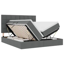 Krevet s od storage s uzglavljem Tamnosiva 200 x 200 cm Tkanina
