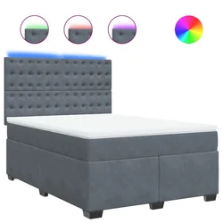 Vidaxl Box spring postelja z vzmetnico temno siva 140x200 cm žamet