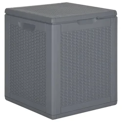 Vidaxl Vrtna škatla siva PP ratan 90 L
