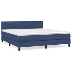 Vidaxl Box spring postelja z vzmetnico modra 180x200 cm blago