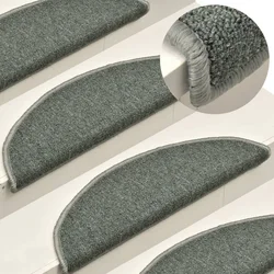 Prostirke za stepenice 15 kom 56x17x3 cm tamnozelene poluokrugle