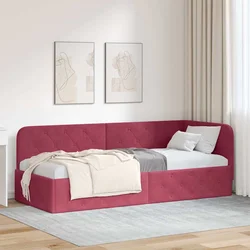 Vidaxl Kotna postelja z vzglavjem Vinorodna rdeča 80 x 200 cm Žamet