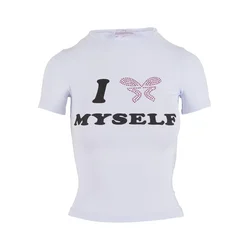 Felicious Majica Love Yourself eozin/črna/off-bela