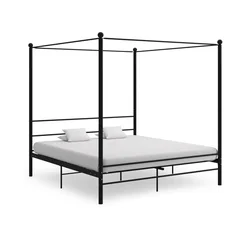 Okvir za krevet s nadstrešnicom crni metalni 180 x 200 cm