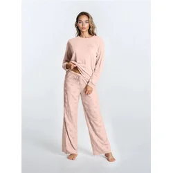 Sinsay - Dvodijelna pidžama od french terry materijala s pantalonama na tufne - roze