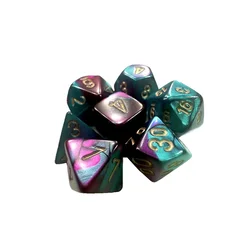 Kockice Chessex - Gemini - Polyhedral Mini - Purple-Teal & Gold (7)