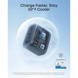 ANKER Punjač Nano 70W GaN/ 3-porta (2x USB-C i 1x USB-A)/ crna
