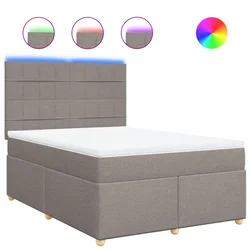 Vidaxl Box spring postelja z vzmetnico taupe 140x200 cm blago