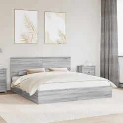 Krevet s od storage Siva Sonoma 180 x 200 cm Konstruirano drvo