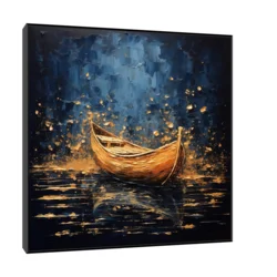 Canvas Slika na platnu Brod na pučini 3, 50x50 cm, Sa ramom, Crna