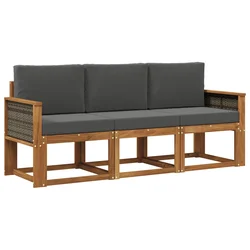 Set vanjskih sofa s jastukom 3 pcs Prirodna i antracit