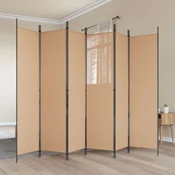 Razdjelnik prostora s 6 panela Bež 300 x 200 cm Tkanina