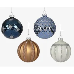 Dekordom dekoracija - hanging bauble glass 8cm 062884 - blue assorted - kmg ( 045639 )