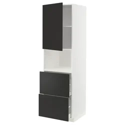 METOD / MAXIMERA Vis.elem.mikrotal. s vratima/2fioke, bela/Nickebo boja antracita, mat, 60x60x200 cm