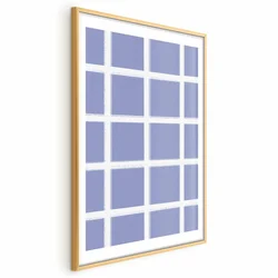 shumee Plakat - Bele črte - mreža z veliko mrežo na modrem ozadju