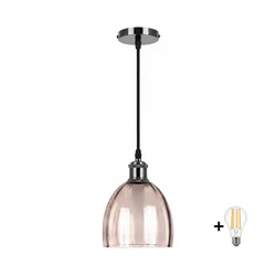 BRILAGI-LED Luster na sajli RETRO GLASS 1xE27/60W/230V O 17 cm crna/zadimljeno bež