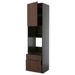 METOD / KNIVSHULT Visoki element za ugradne uređaje, Crnosiva/Sinarp smeđa, 60x60x240 cm