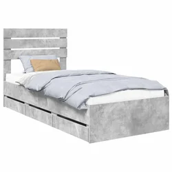 Vidaxl Konstrukcija postelje s predalom Betonsko siva 90 x 190 cm