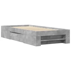 Vidaxl Posteljni okvir betonsko siv 75x190 cm inženirski les